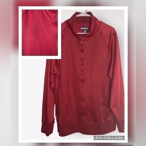 ECKO UNLTD Vintage Red Faint Diamond Print Zip Up Pockets Cotton Blend Jacket L